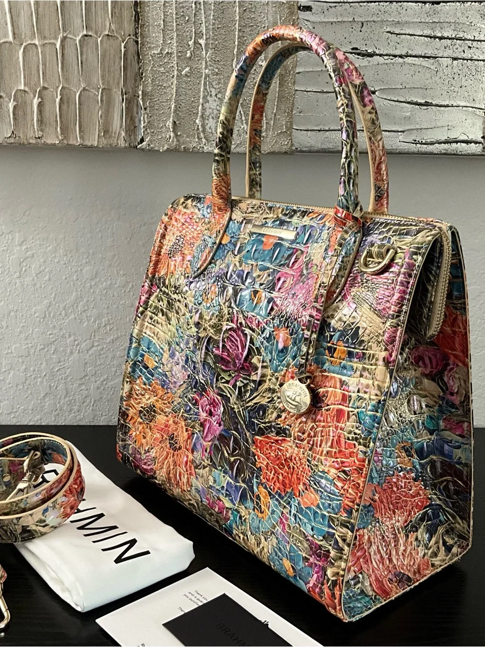 Brahmin Lg. Caroline LASSO MELBOURNE DI Floral Leather W/Eye NWT